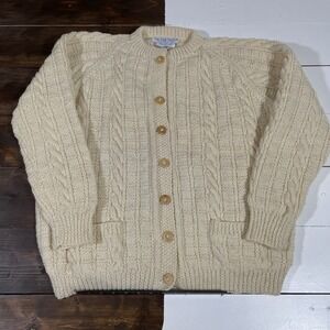 The Cod Jigger Handcrafted Cable Chunky Knit Cardigan Sweater Canada Women's XL